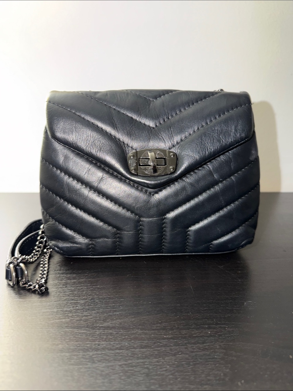 Classic Quilted Black Leather Crossbody Bag